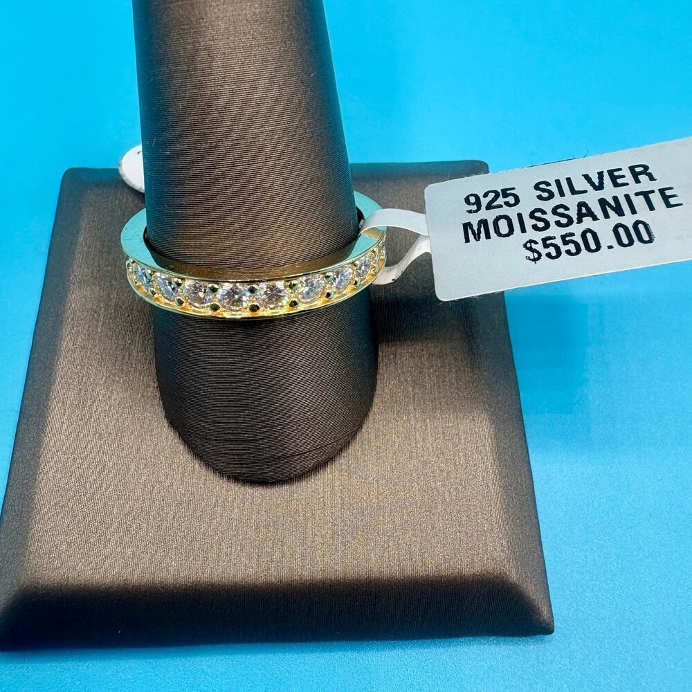 Sz 10.5 - 3CTW Moissanite Vermeil Gold over 925 Sterling Band - NWT